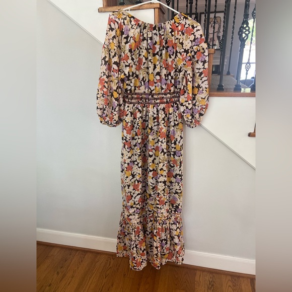 70s vibe Floral Multicolor Maxi Dress - Picture 2 of 3